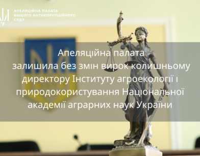 Апеляційна палата залишила без змін вирок колишньому директору Інституту агроекології і природокористування Національної академії аграрних наук України