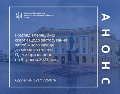 Розгляд апеляційної скарги щодо застосування запобіжного заходу до міського голови Одеси призначено на 9 травня 2023 року