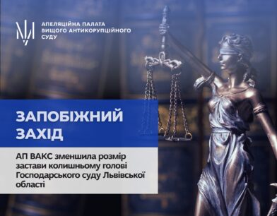 АП ВАКС зменшила розмір застави колишньому голові Господарського суду Львівської області