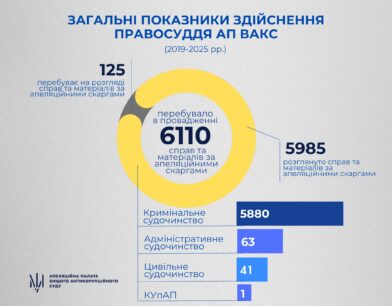 За місяць виповнюється шість років з початку процесуальної діяльності Вищого антикорупційного суду та його Апеляційної палати.