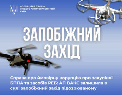 Справа про ймовірну корупцію при закупівлі БПЛА та засобів РЕБ: АП ВАКС залишила в силі запобіжний захід підозрюваному