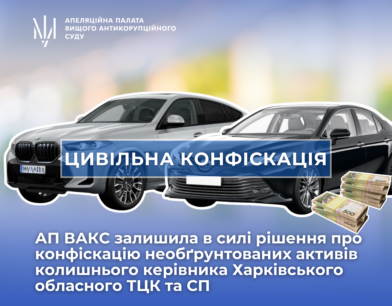 ️Цивільна конфіскація: АП ВАКС залишила в силі рішення про конфіскацію активів колишнього керівника Харківського обласного ТЦК та СП