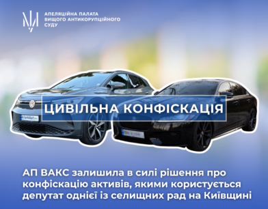 Цивільна конфіскація: АП ВАКС залишила в силі рішення про конфіскацію активів, якими користується депутат однієї із селищних рад на Київщині