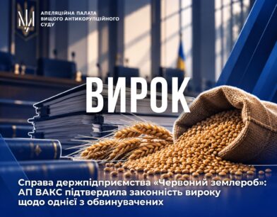 Справа держпідприємства «Червоний землероб»: АП ВАКС підтвердила законність вироку щодо однієї з обвинувачених